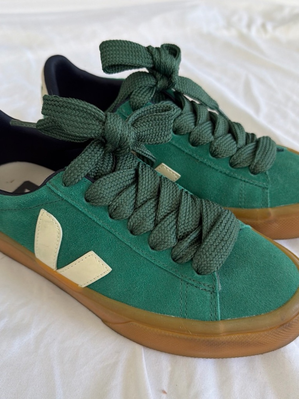 Veja Green Suede Campo Trainer with Gum Sole